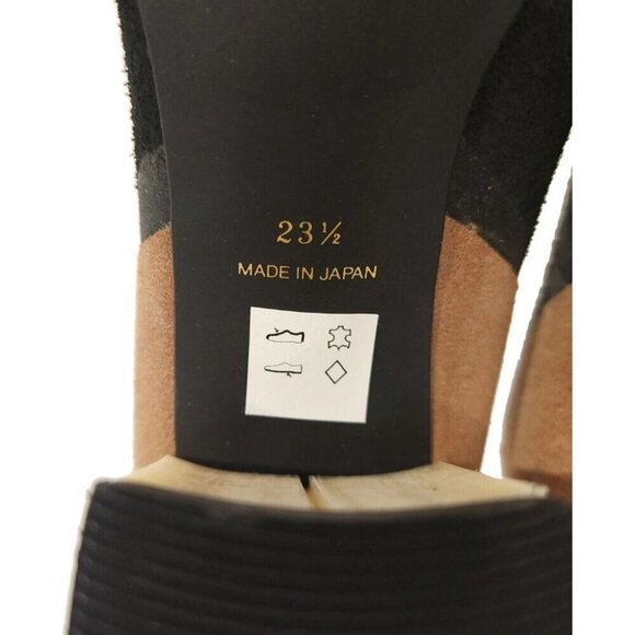 Comme des Garcons Colorblock Cowhide Heels 23.5 US 7 Multi Distressed Pumps $535 - Picture 10 of 11